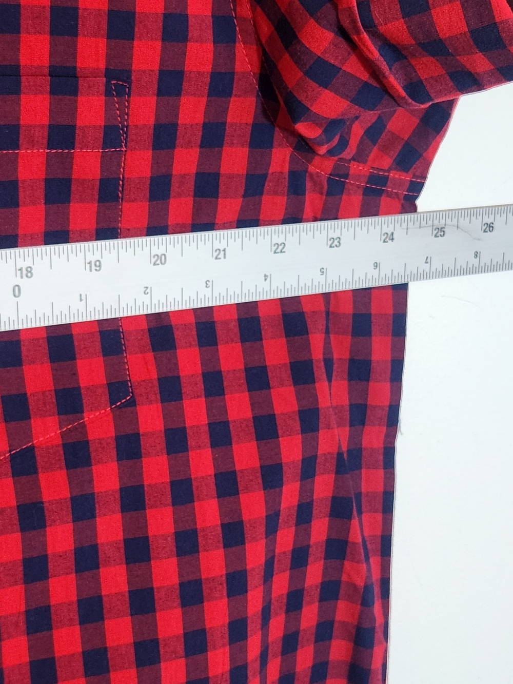 George Red and Navy Plaid Check Long Sleeve Button Down Shirt Size XL - Picture 4 of 8